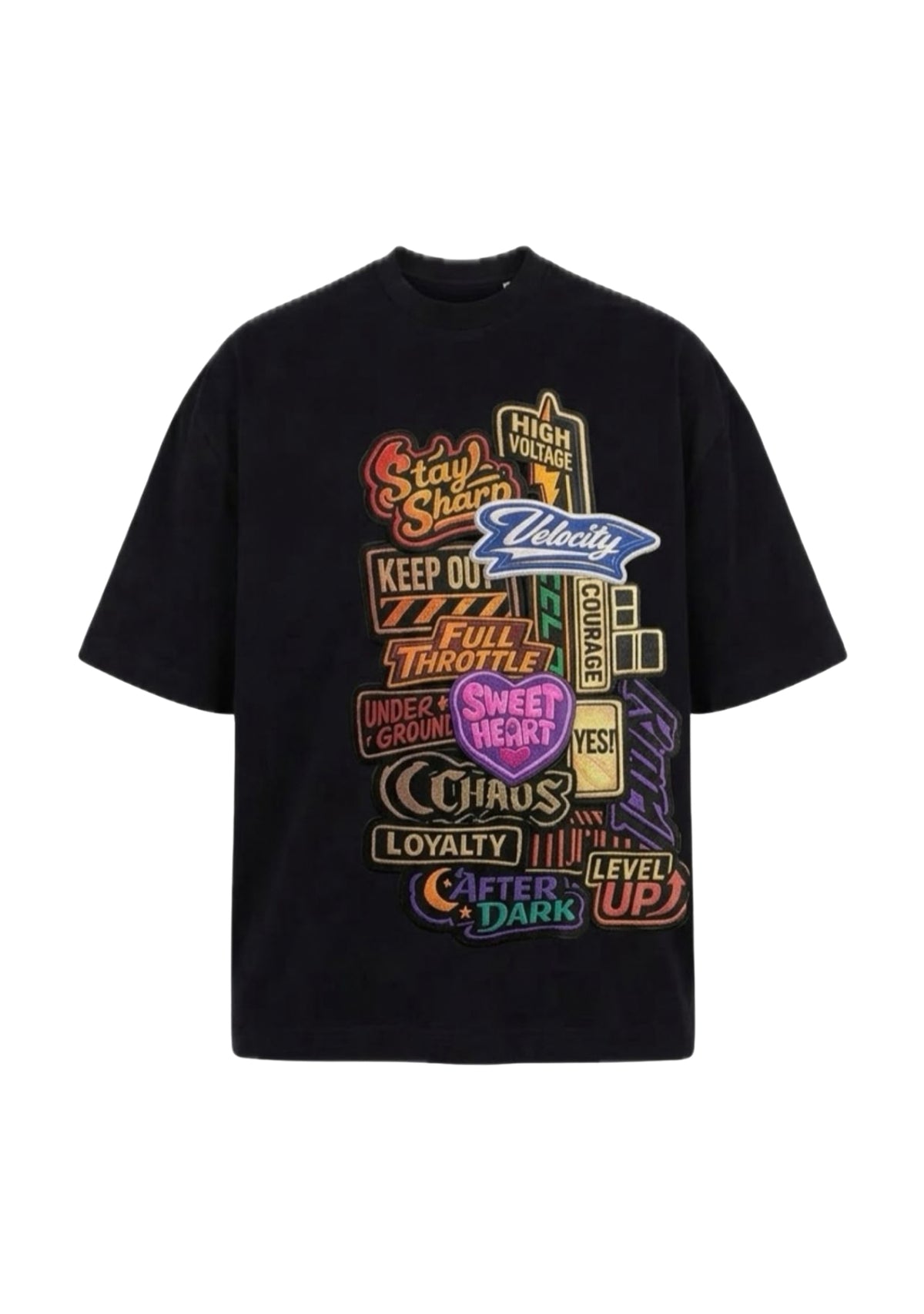 BLACK TEE MULTI-PATCH