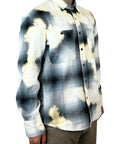 WORK SHIRT CHECK BLEACH GREY-BLACK