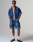 LASER PRINT DENIM SHORTS