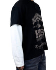 DOUBLE LAYER WAFFLE BLACK TEE