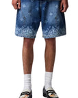 LASER PRINT DENIM SHORTS