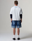 LASER PRINT DENIM SHORTS