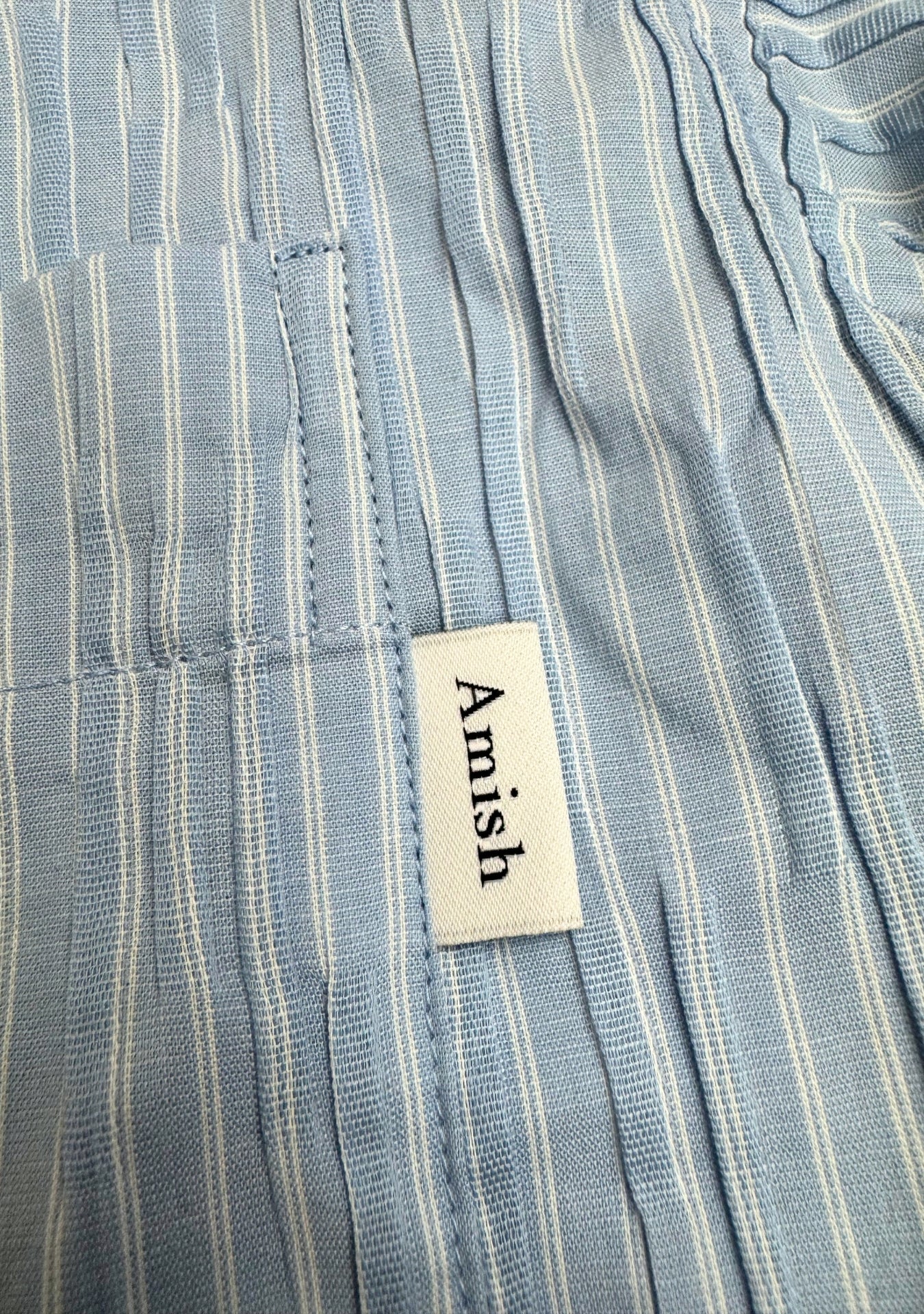 CAMICIA MANICHE LUNGHE DROPPED IN COTONE CRINCLE A RIGHE