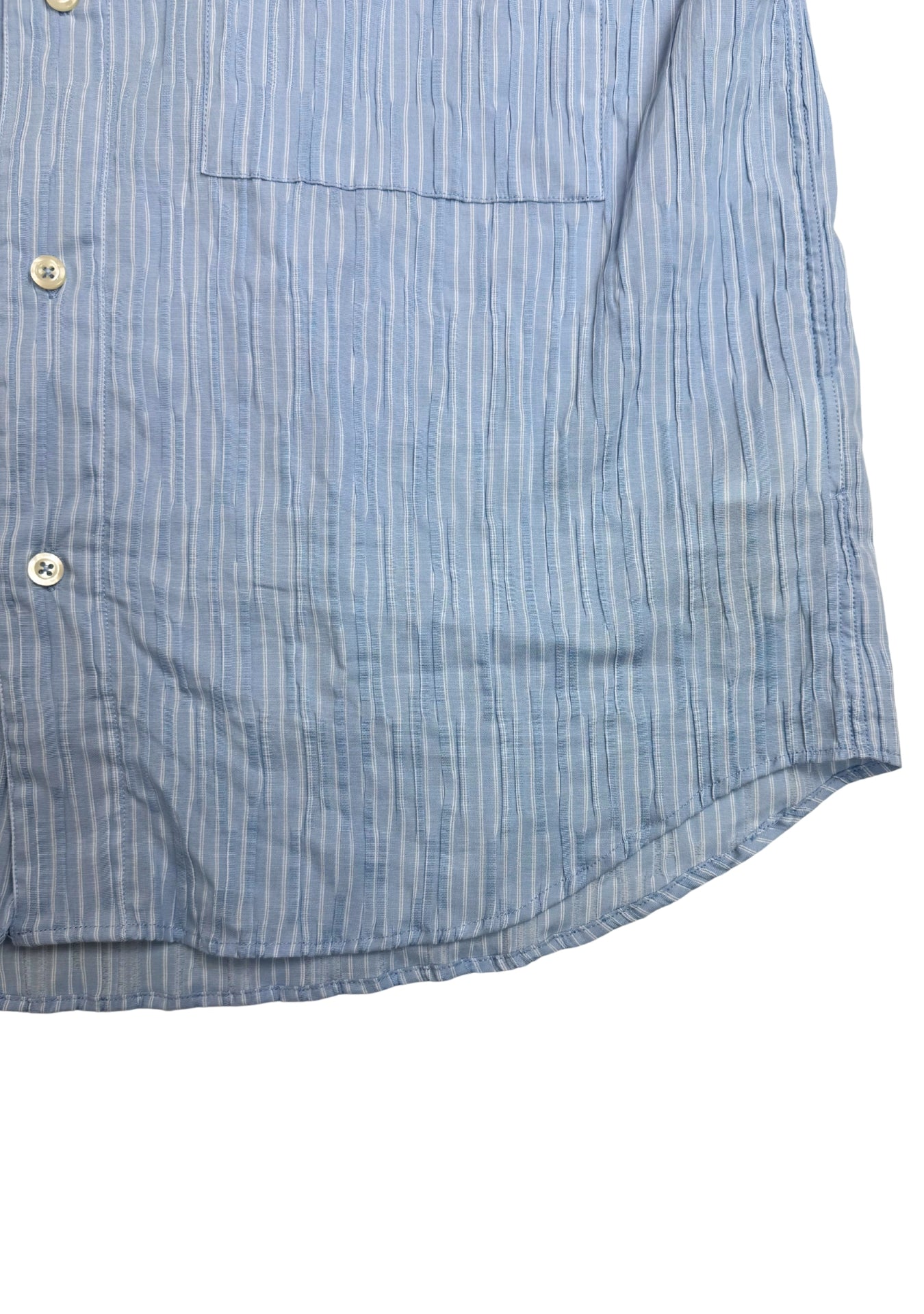 CAMICIA MANICHE LUNGHE DROPPED IN COTONE CRINCLE A RIGHE