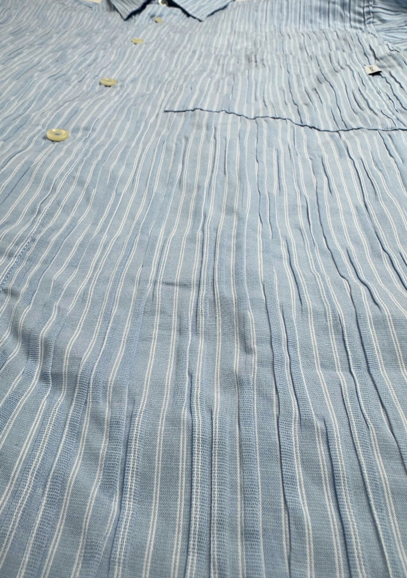 CAMICIA MANICHE LUNGHE DROPPED IN COTONE CRINCLE A RIGHE