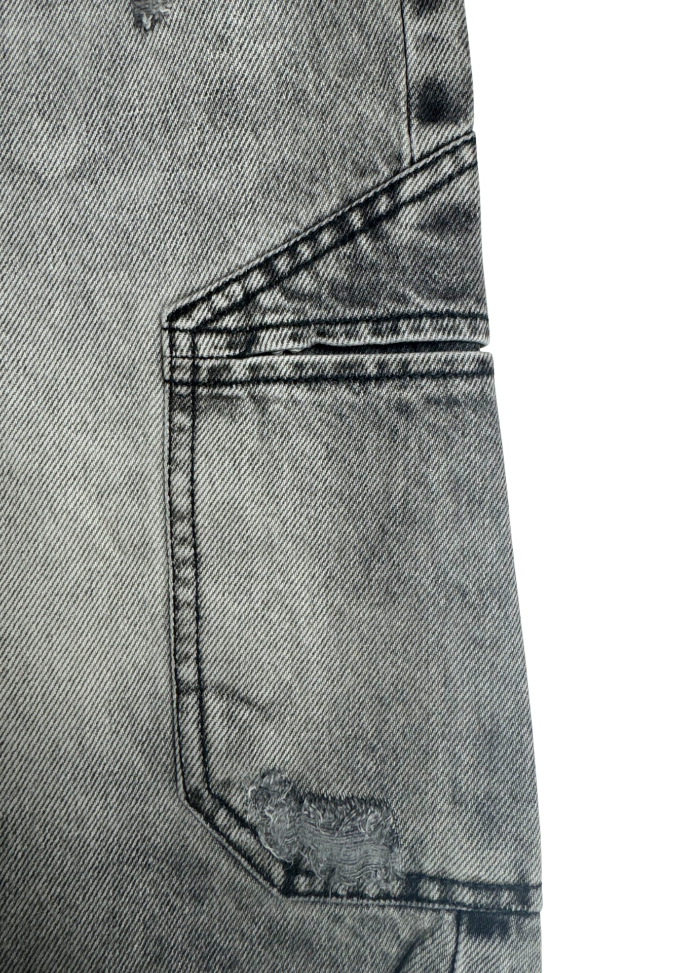 GREY DARK WASH CARGO SHORTS