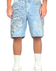 BLUE WASH PAINTING ZIP SHORTS