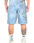 BLUE WASH PAINTING ZIP SHORTS