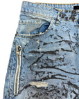 BLUE WASH PAINTING ZIP SHORTS