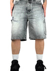 GREY DARK WASH CARGO SHORTS