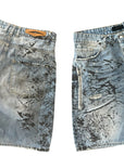 BLUE WASH PAINTING ZIP SHORTS