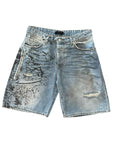 BLUE WASH PAINTING ZIP SHORTS