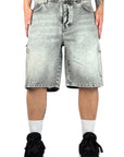 GREY LIGHT WASH CARGO SHORTS