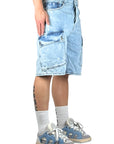 LIGHT WASH CARGO SHORTS