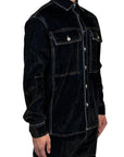 VELVET DENIM BLACK OVER SHIRT