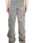 VELVET DENIM GREY CARGO BAGGY