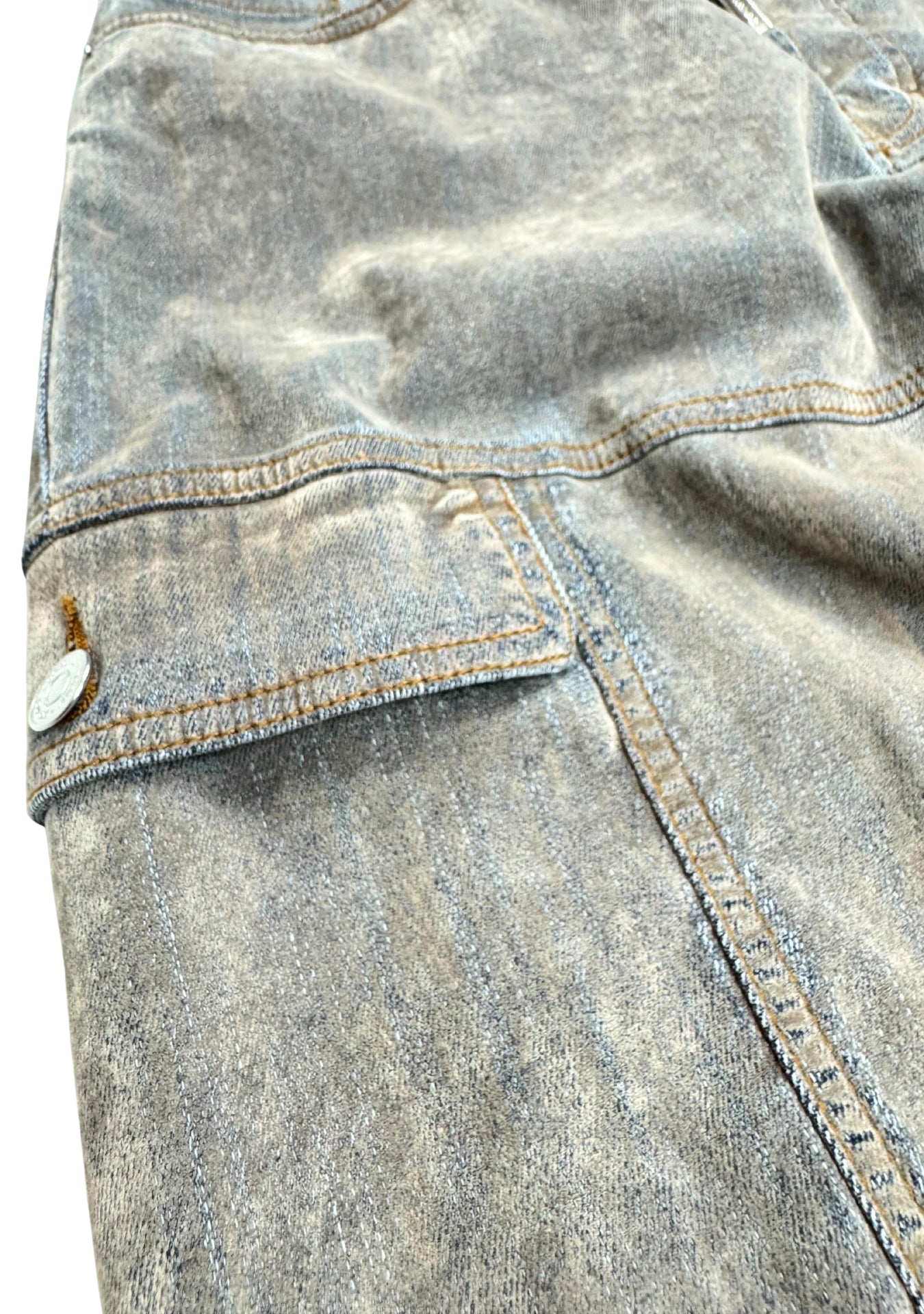 VELVET DENIM GREY CARGO BAGGY