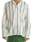 GREEN VERTICAL STRIPE SHIRT