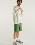 GREEN VERTICAL STRIPE SHIRT