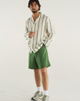 GREEN VERTICAL STRIPE SHIRT