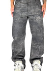 BLACK CAMOUFLAGE DENIM BAGGY