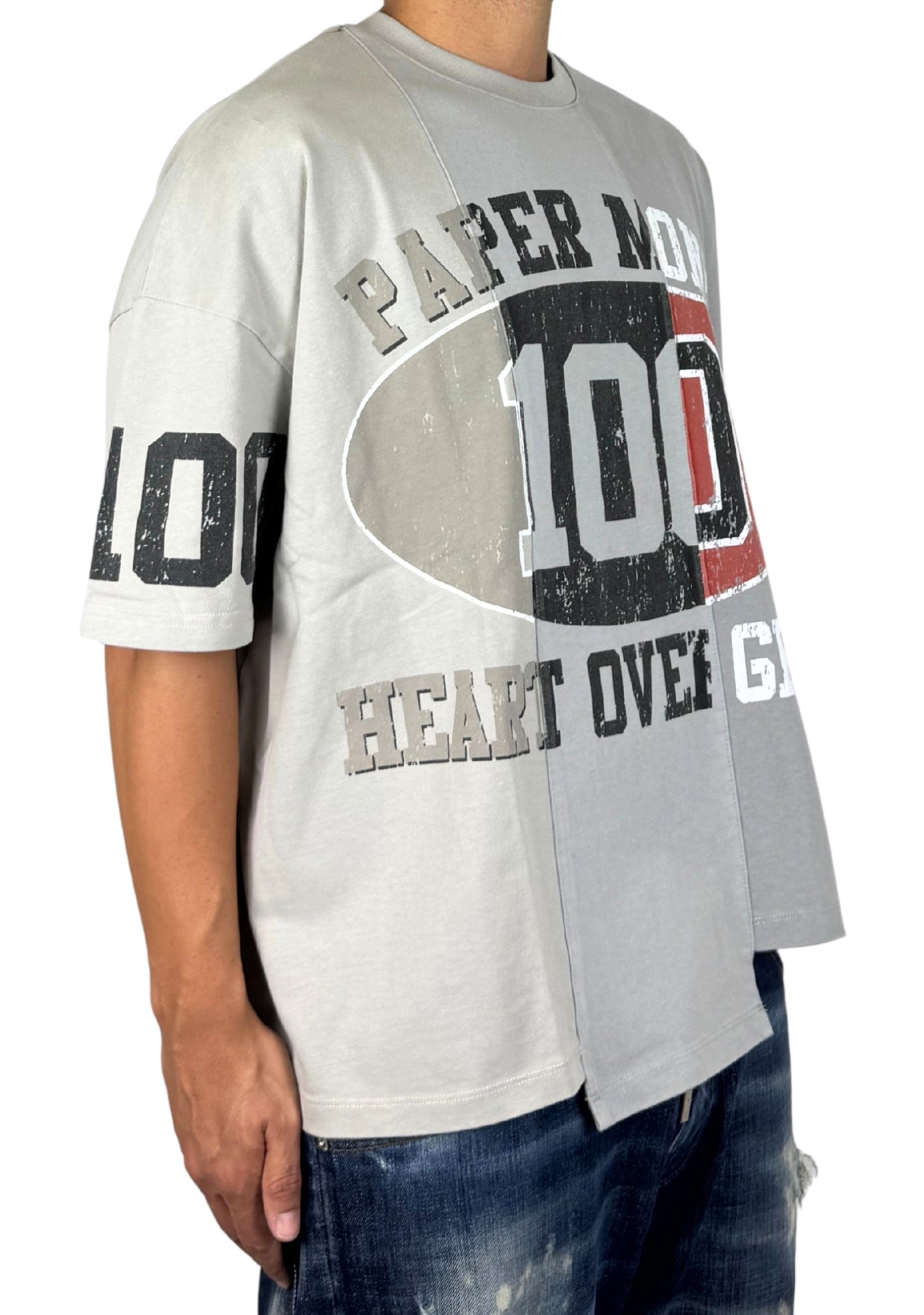 HEART OVER GREED PANEL SHIRT GREY
